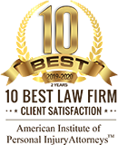 Logo Recognizing Mesolella & Associates LLC's affiliation with American Institute of Personal Injury Attorneys: 10 Best